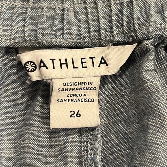 Athleta retreat blue linen pull on wide leg pants size 26 - Picture 9 of 11